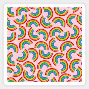 Rainbow Pattern with Pink Background Sticker